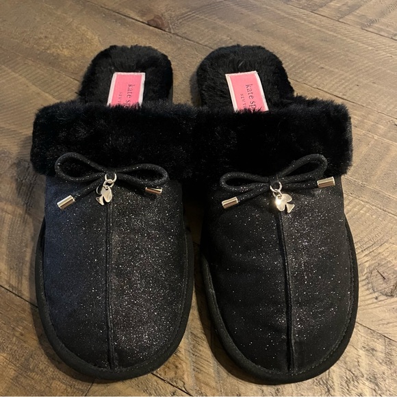 Kate Spade | Black Sparkled Lacey Slippers - Picture 1 of 2